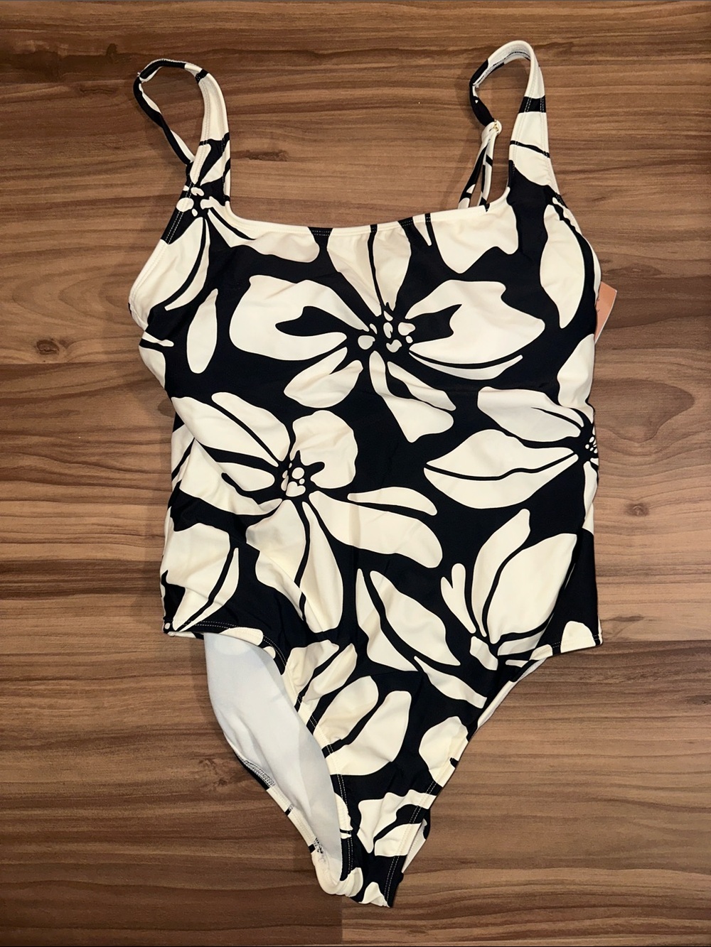 Shade & Shore Black and White Floral One-Piece Swimsuit
